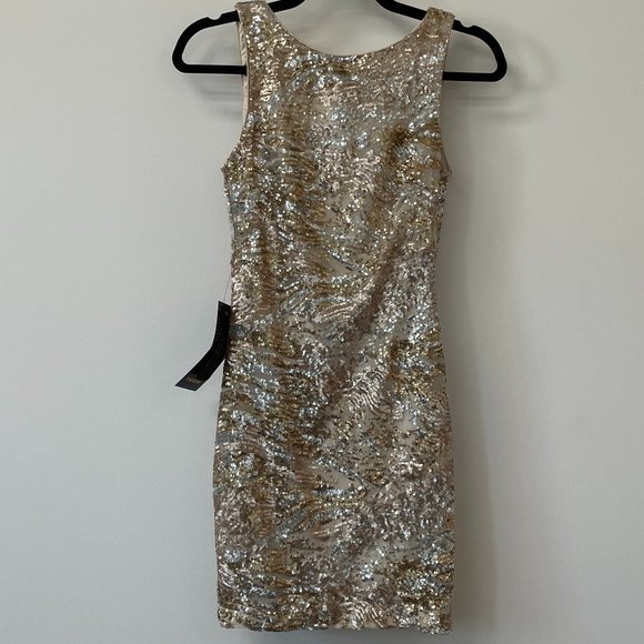 bebe Gold sequin dress with open back - Picture 4 of 9